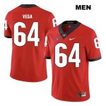 Men's Georgia Bulldogs NCAA #64 JC Vega Nike Stitched Red Legend Authentic College Football Jersey KHB1154ED